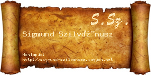 Sigmund Szilvánusz névjegykártya